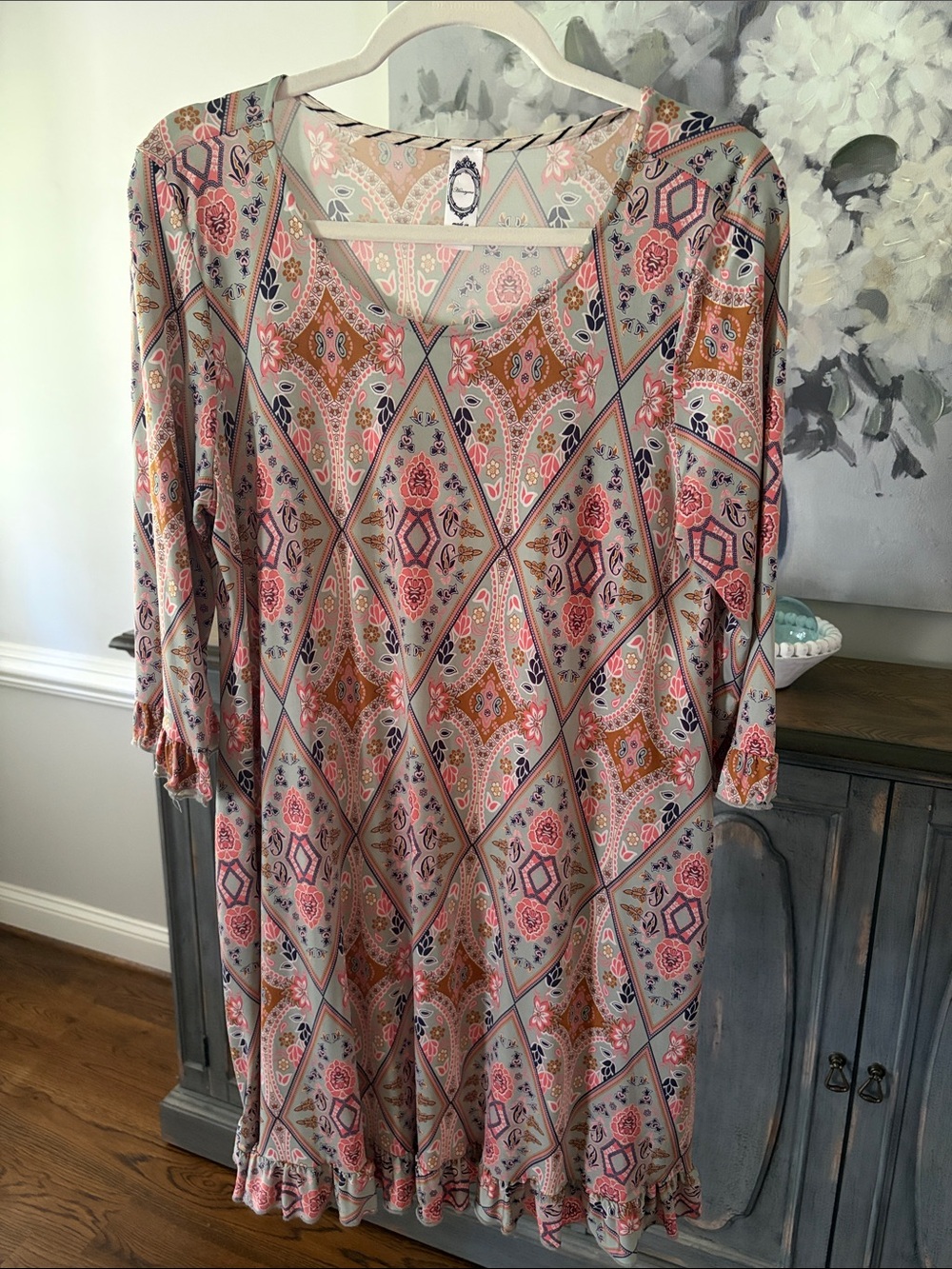 Honeyme Pink, Peach, Gray & White Paisley Print Women Bag